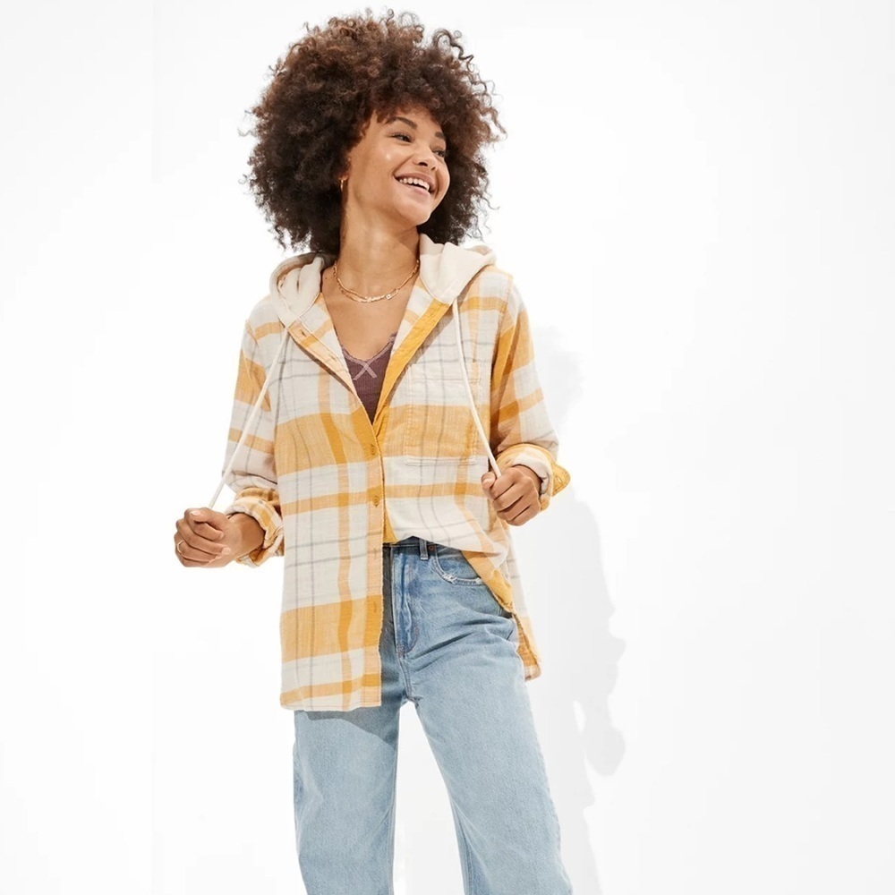 AMERICAN EAGLE Cozy Cabin Oversized Hoodie Flannel - Picture 5 of 8